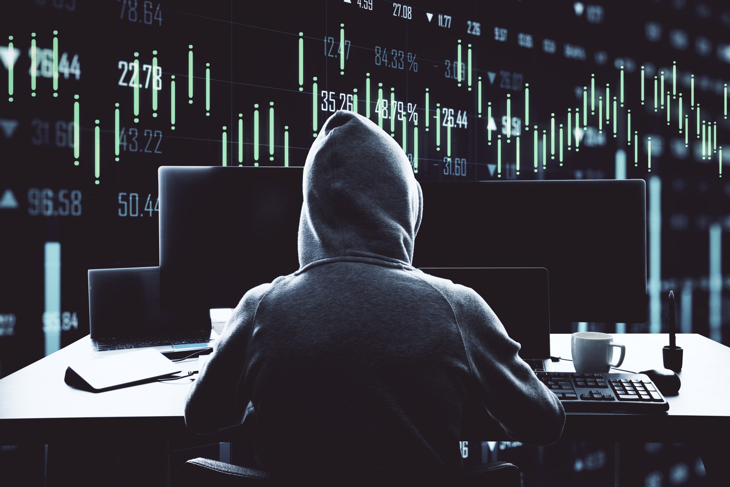 Unrecognizable hacker using computer Unrecognizable hacker using computer